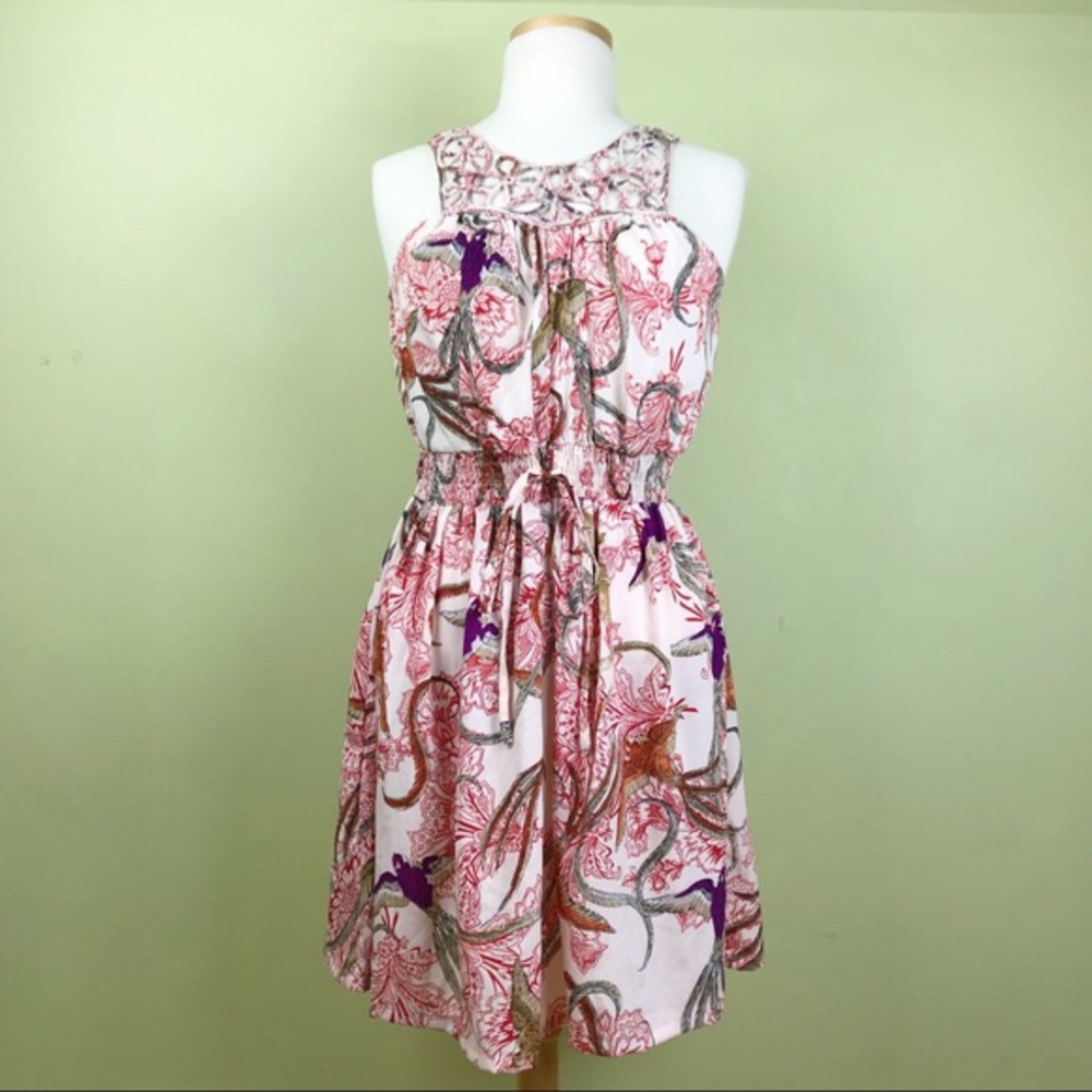 American Rag Colorful Sparrow Red Flowers Dress